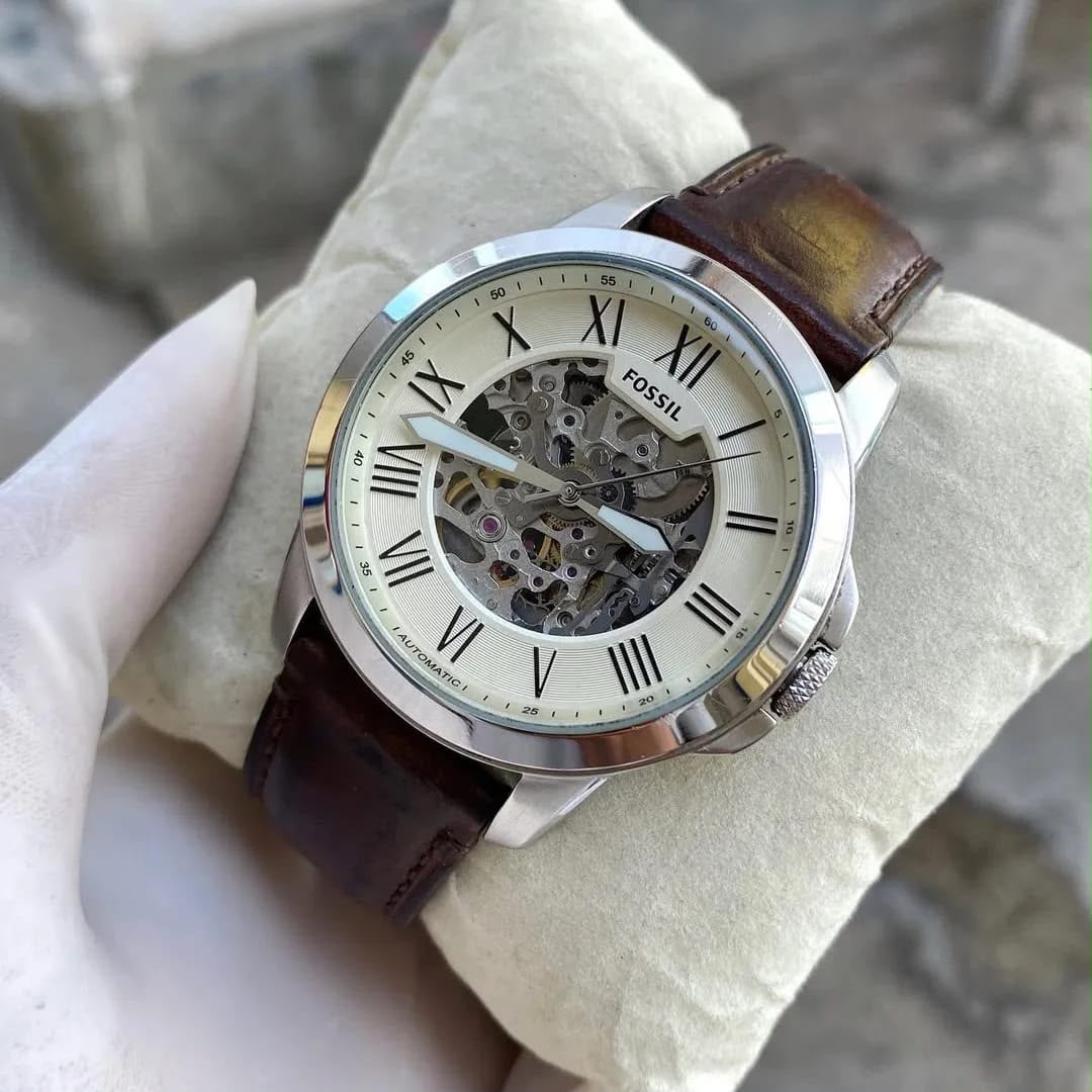 Fossil Grant Automatic Leather Brown