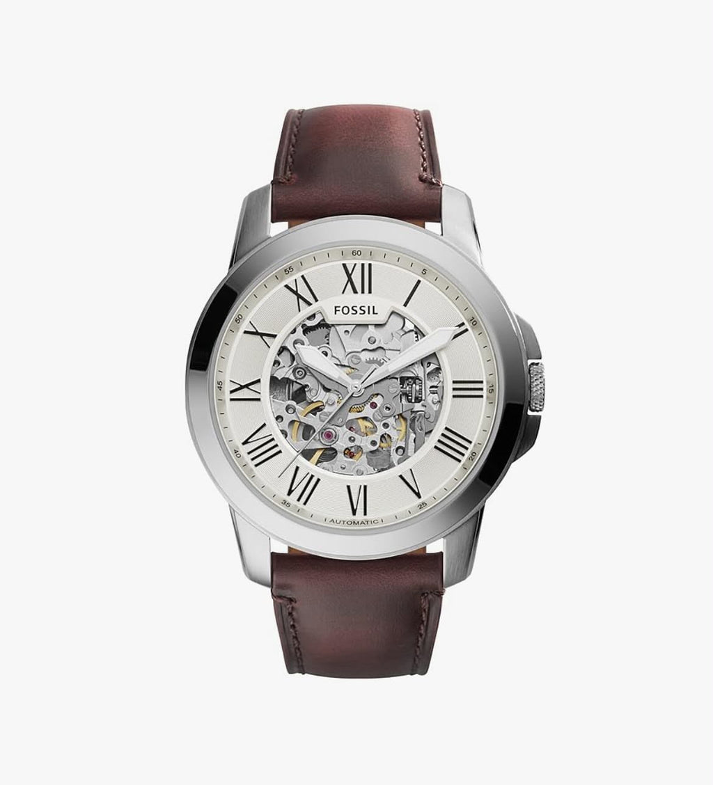 Fossil Grant Automatic Leather Brown