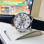 Fossil Grant Automatic Leather Black With White