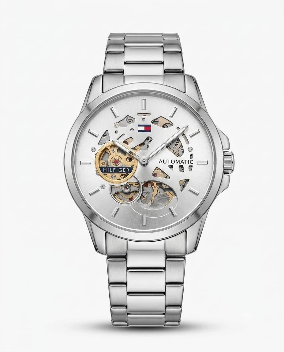 Tommy Hilfiger skeleton automatic Silver - White 🤍