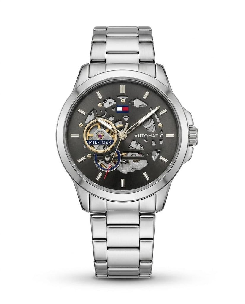 Tommy Hilfiger skeleton automatic Silver - Black