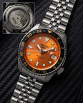 Seiko 5 Sports GMT Movement Like  Back Open Quartz Machine Orange Dail Date Working