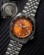 Seiko 5 Sports GMT Movement Like  Back Open Quartz Machine Orange Dail Date Working