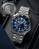 Seiko 5 Sports GMT Movement Like  Back Open Quartz Machine Blue Dail Date Working