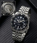 Seiko 5 Sports GMT Movement Like  Back Open Quartz Machine Black Dail Date Working