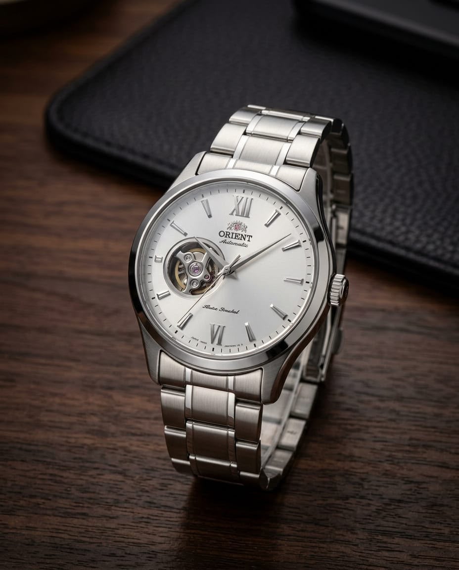 Orient Bambino Open Heart Silver White