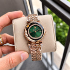 Swarovski Crystal Design Rose Gold With green
