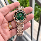 Swarovski Crystal Design Rose Gold With green