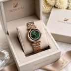 Swarovski Crystal Design Rose Gold With green