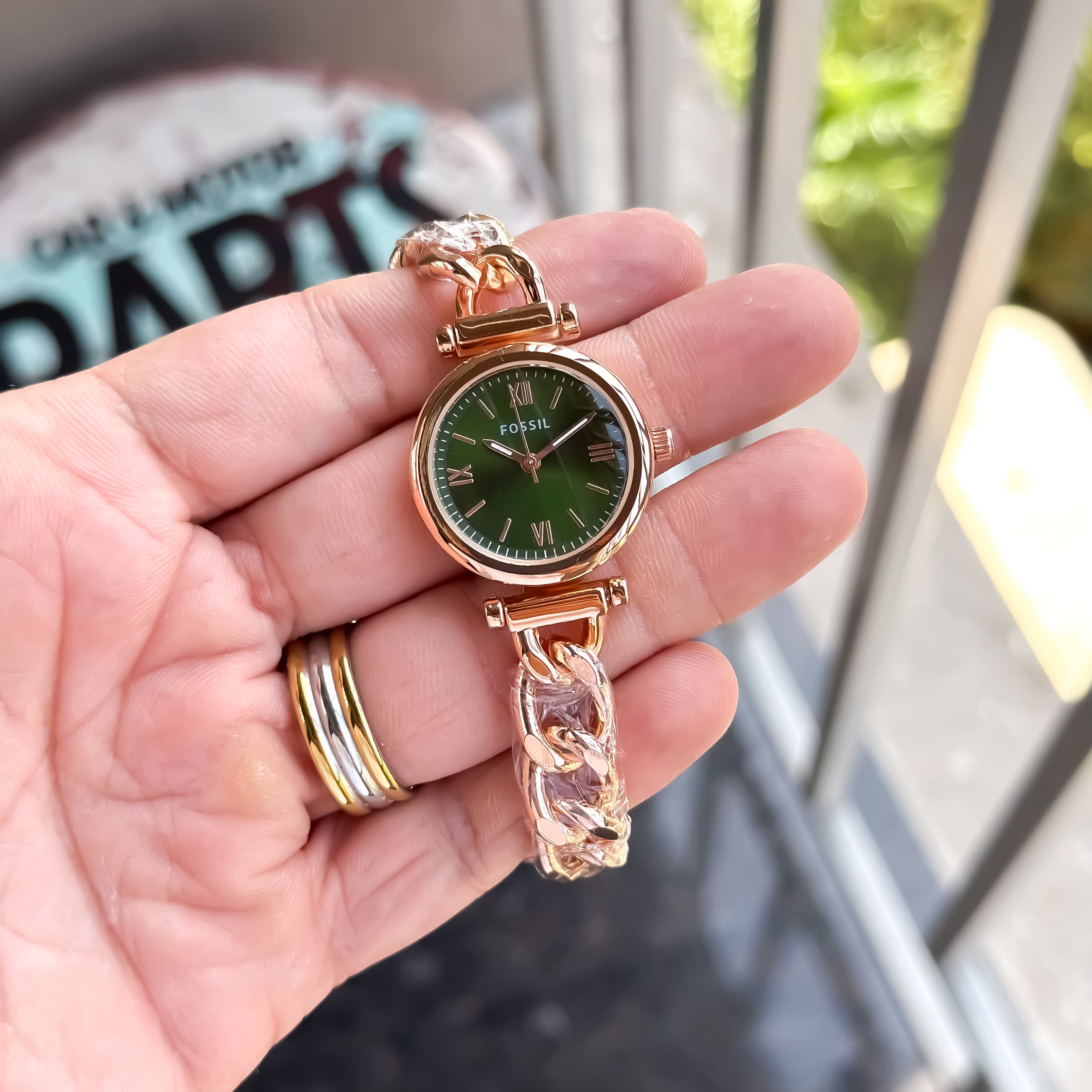 FOSSIL LADIES ROSE & GREEN MODEL