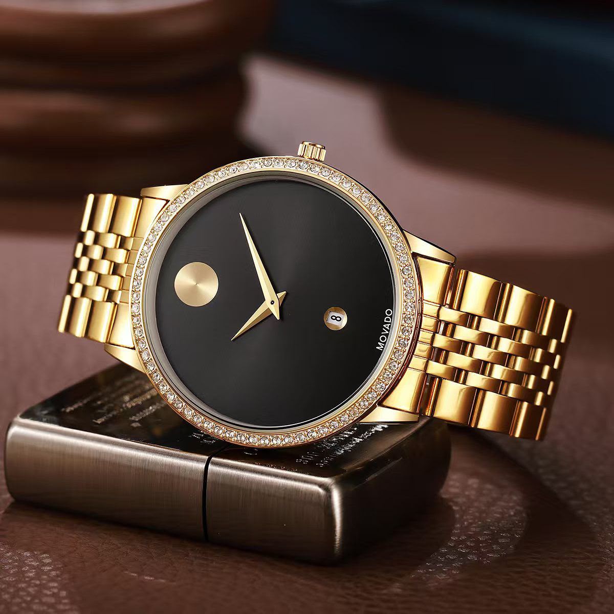 Movado Museum Classic Diamond Gold-Black 🔥💯