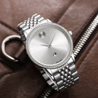 Movado Museum Classic Diamond 2Ton Silver White  🔥💯