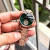 MICHAEL-KORS LADIES NEW MODEL SILVER CASE AND ROSE & DARK GREEN STAINLESS STEEL STRAP🥵
