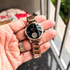 MICHAEL-KORS LADIES NEW MODEL SILVER CASE AND ROSE & BLACK STAINLESS STEEL STRAP🥵