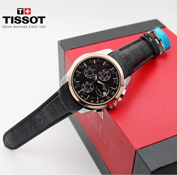 Tissot leather belt black With Black Dail
