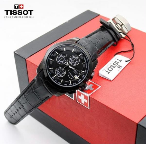Tissot leather belt black With Black Dail