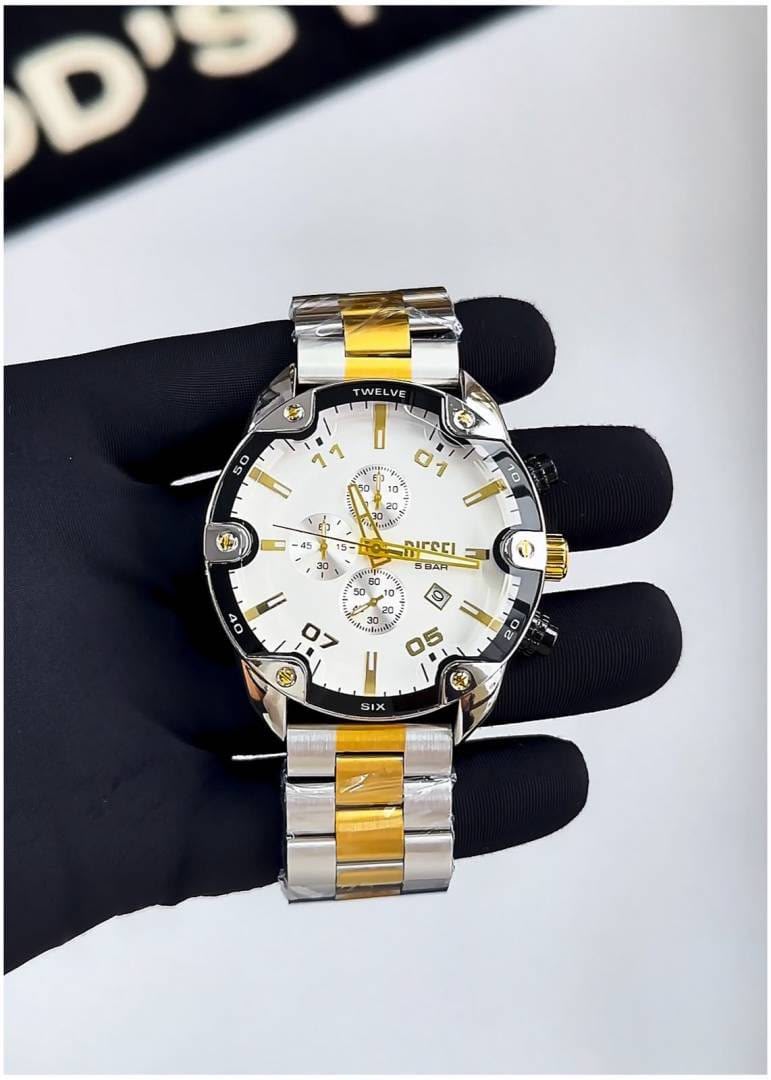 Diesel Spiked 2 Tone Gold white