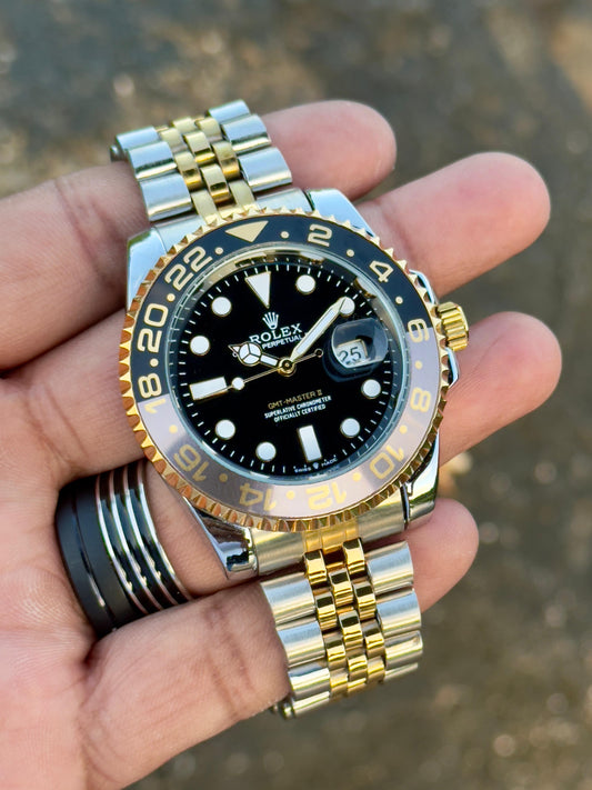 Rolex GMT Master Silver & Gold With Black Dail Edition