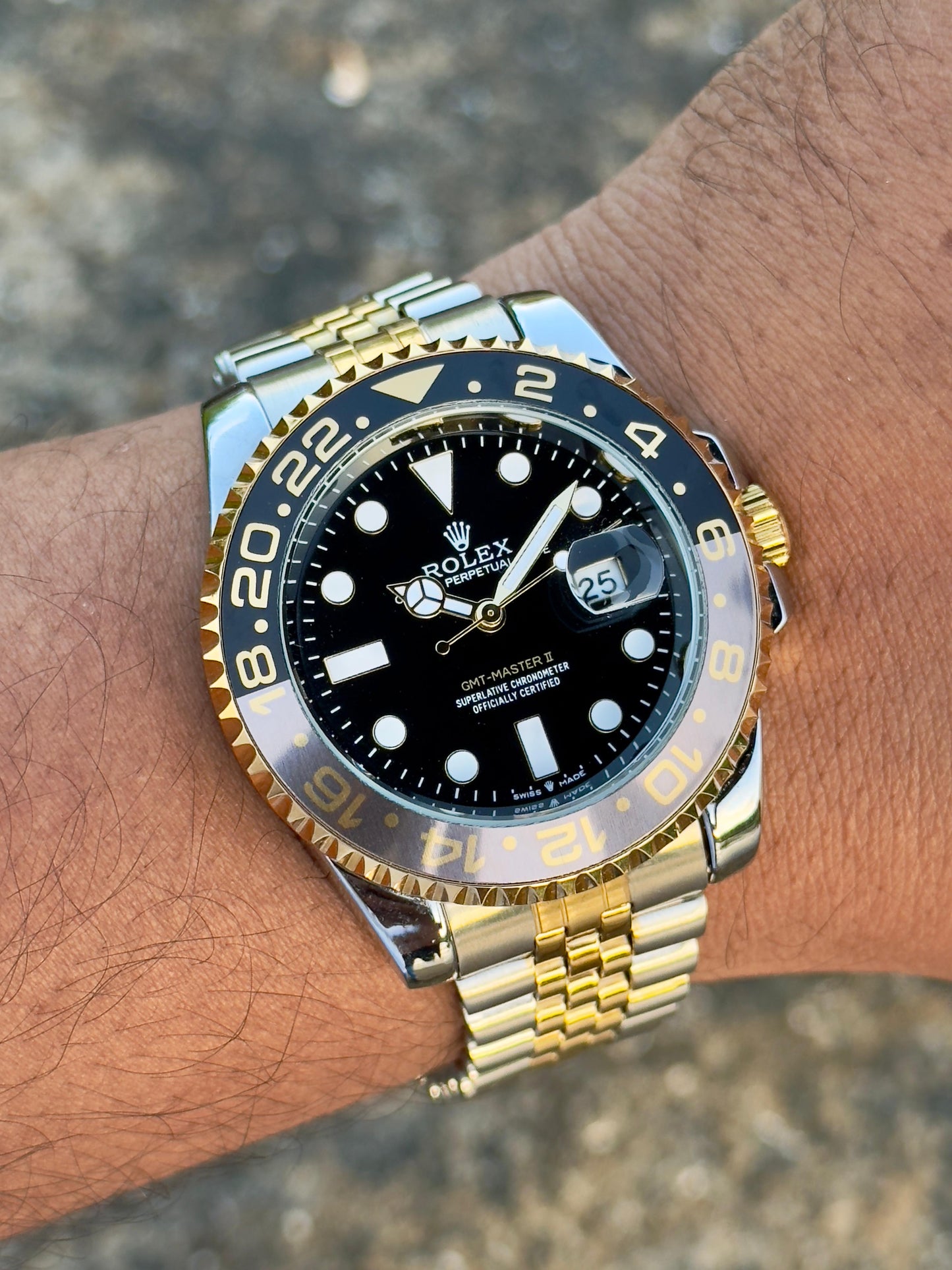 Rolex GMT Master Silver & Gold With Black Dail Edition