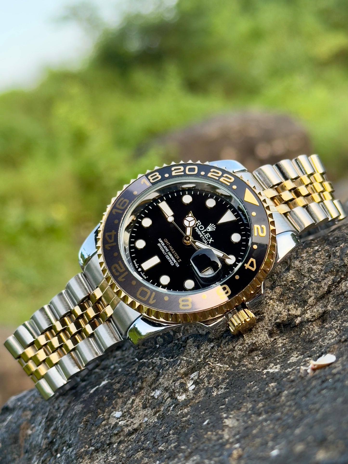 Rolex GMT Master Silver & Gold With Black Dail Edition