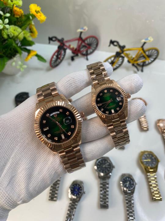 ROLE_X JUST DAY DATE COUPLE WATCH ROSE GOLD GREEN