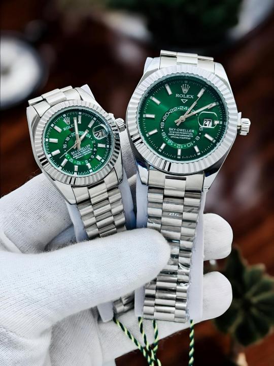 ROLE_X JUST DAY DATE COUPLE WATCH SILVER GREEN