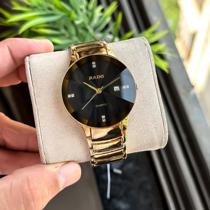 Rado Full Ceramica Gold Strape With Black Dail