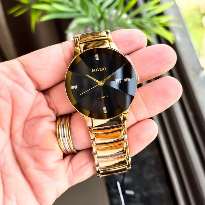 Rado Full Ceramica Gold Strape With Black Dail