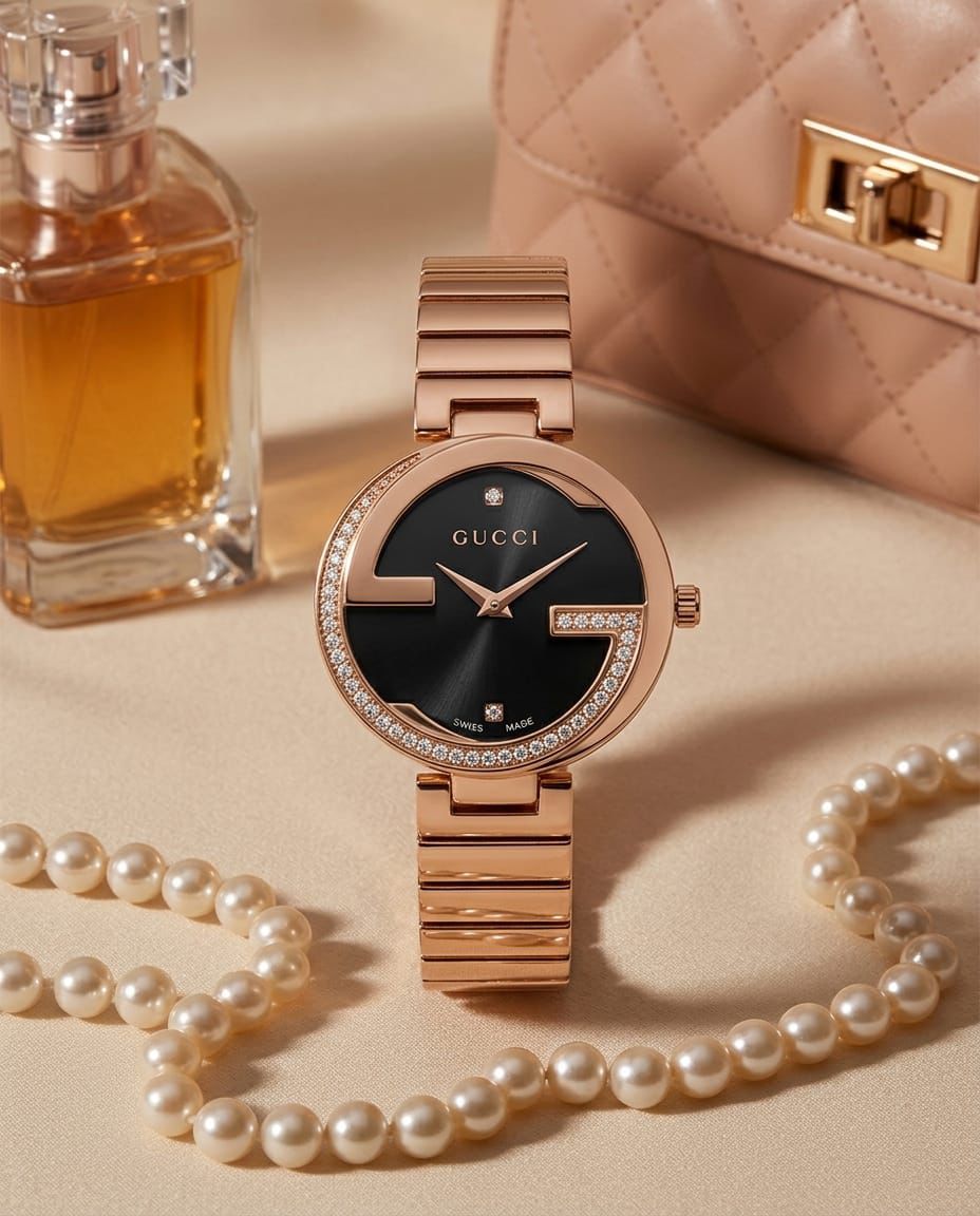 Gucci Interlocking G Ledies Rose Gold - Black