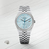 Rolex Oyster Perpetual Land Dweller Diamond Bazel Silver With Tifney Blue