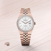 Rolex Oyster Perpetual Land Dweller Diamond Bazel Rose Gold With White Dail