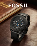 Fossil Chronograph Leather Belt Full Black