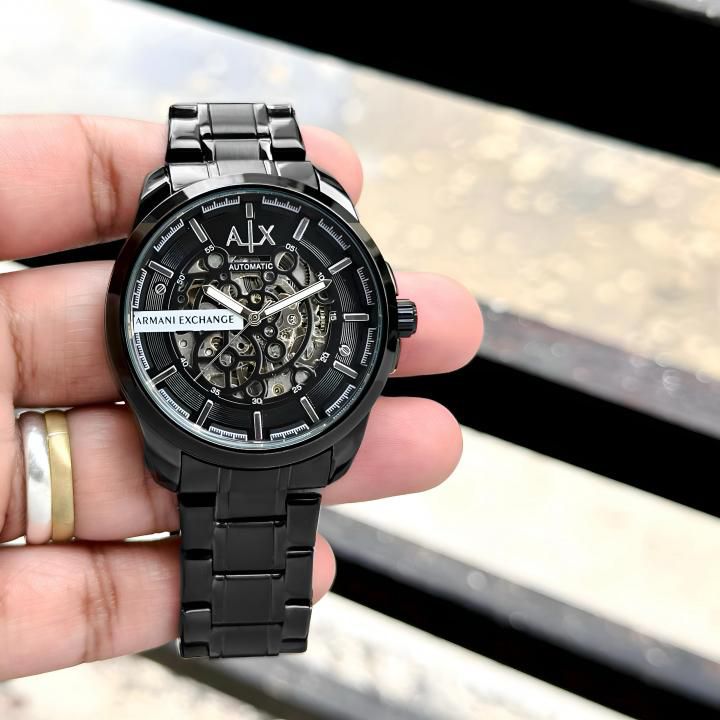 Armani exchange full black with Silver
