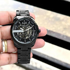Armani exchange full black with Silver