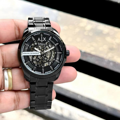 Armani exchange full black with Silver