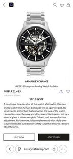 Armani Exchange silver With Black Dail