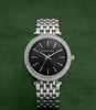 Michael Kors Darci women's silver watch with black dial and crystal bezel