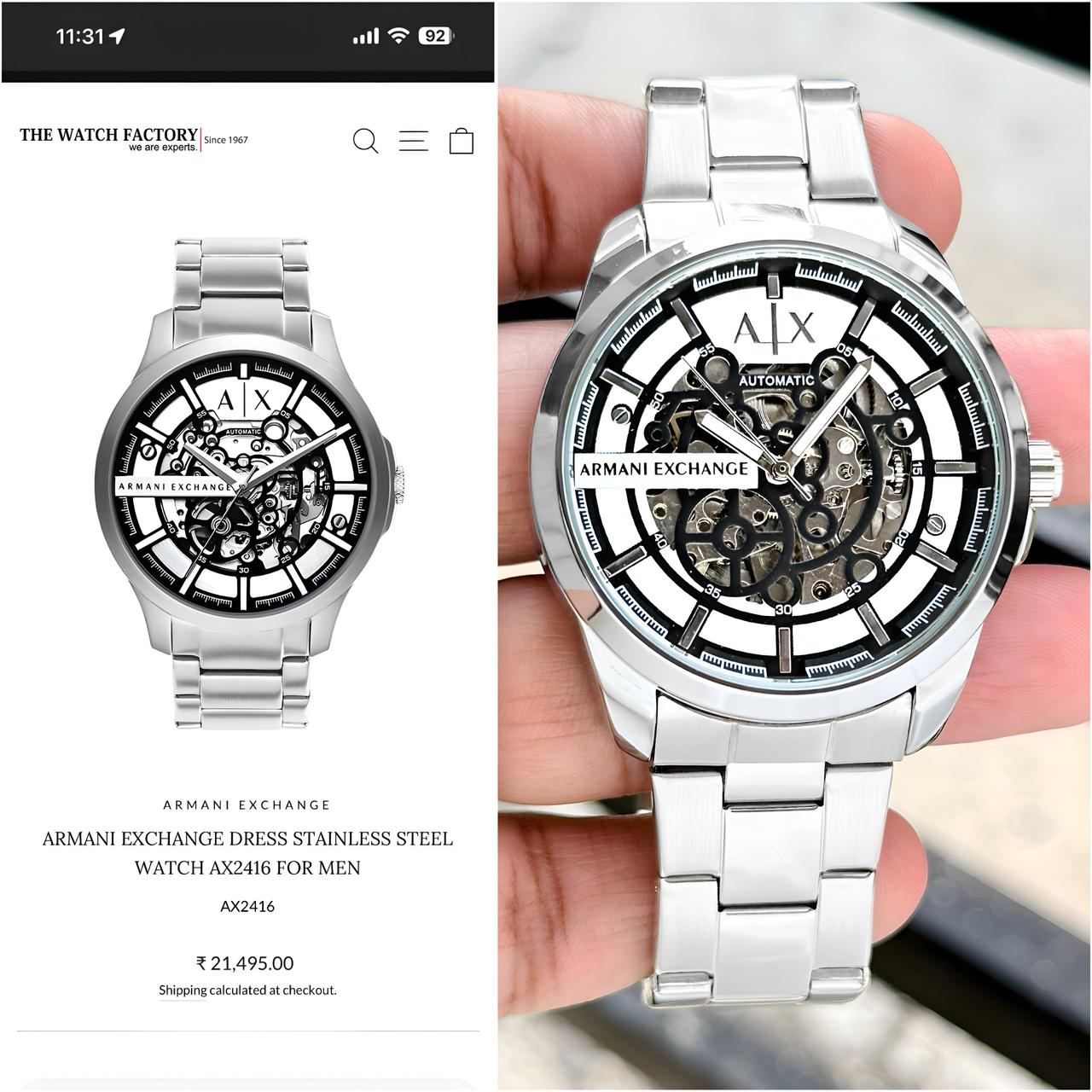 Armani Exchange Automatic Silver With Black