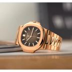 Patek Phillipe Nautilus Rosegold Metal Brown Dial Virat Kholi Watch