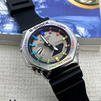 G-shock Gm 2100 Stainless Steel Rainbow Black Strap Watch