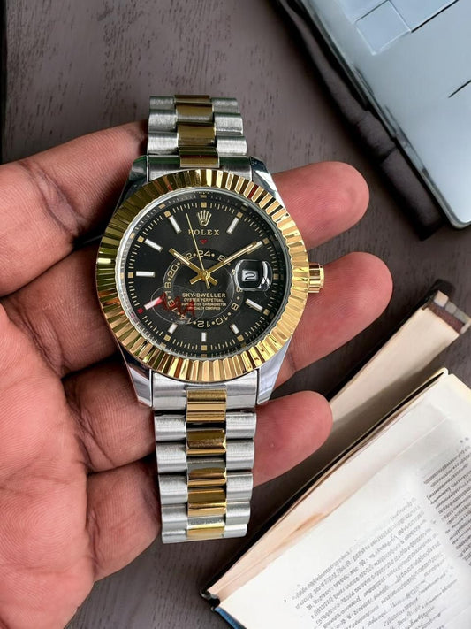Rolex Sky Dweller Model Duel Tone With Dark Chocolate Colour Dail Edition