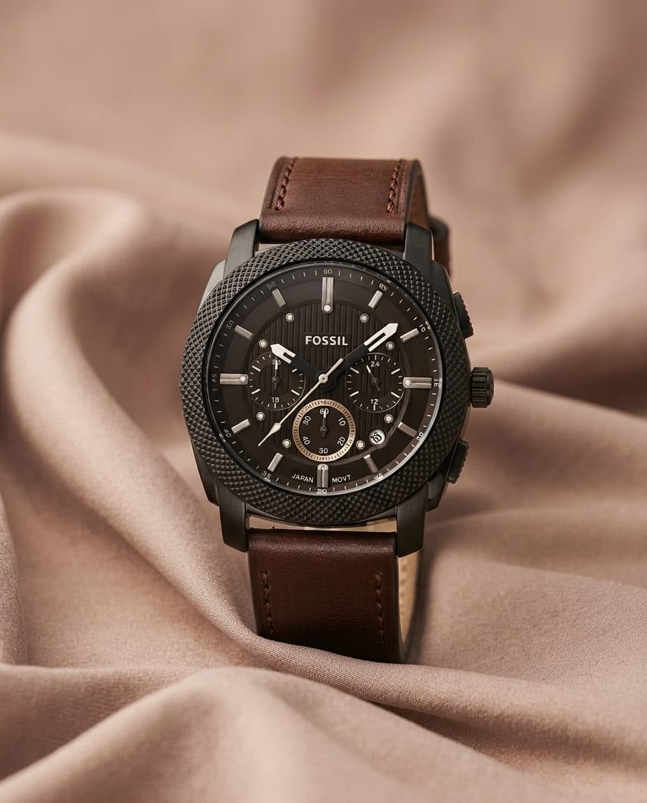 Fossil Chronograph Leather Belt Black Dail