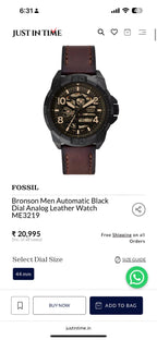 Fossil Bronson Full Automatic With Leather Belt ME3219