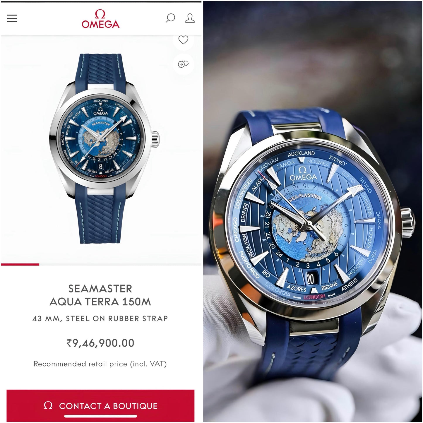 Omega Speadmaster AquaTeraa Worldmap 150M Watch