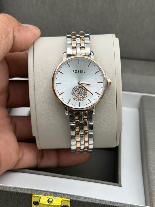 Fossil Jacqualine In Duel Tone Silver With Rose Gold Tone