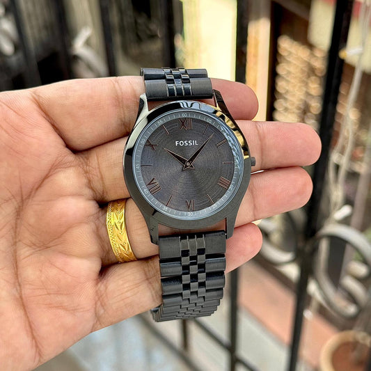 Fossil Full Slim Model Chain Belt Black With Grey Edition