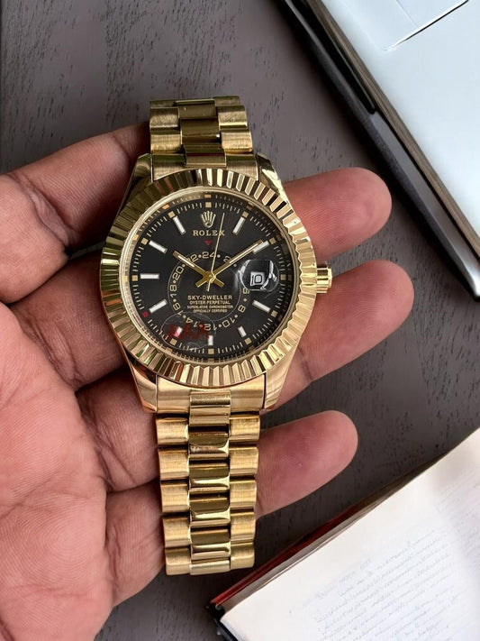 Rolex Sky Dweller Model Gold With Black Dail Edition