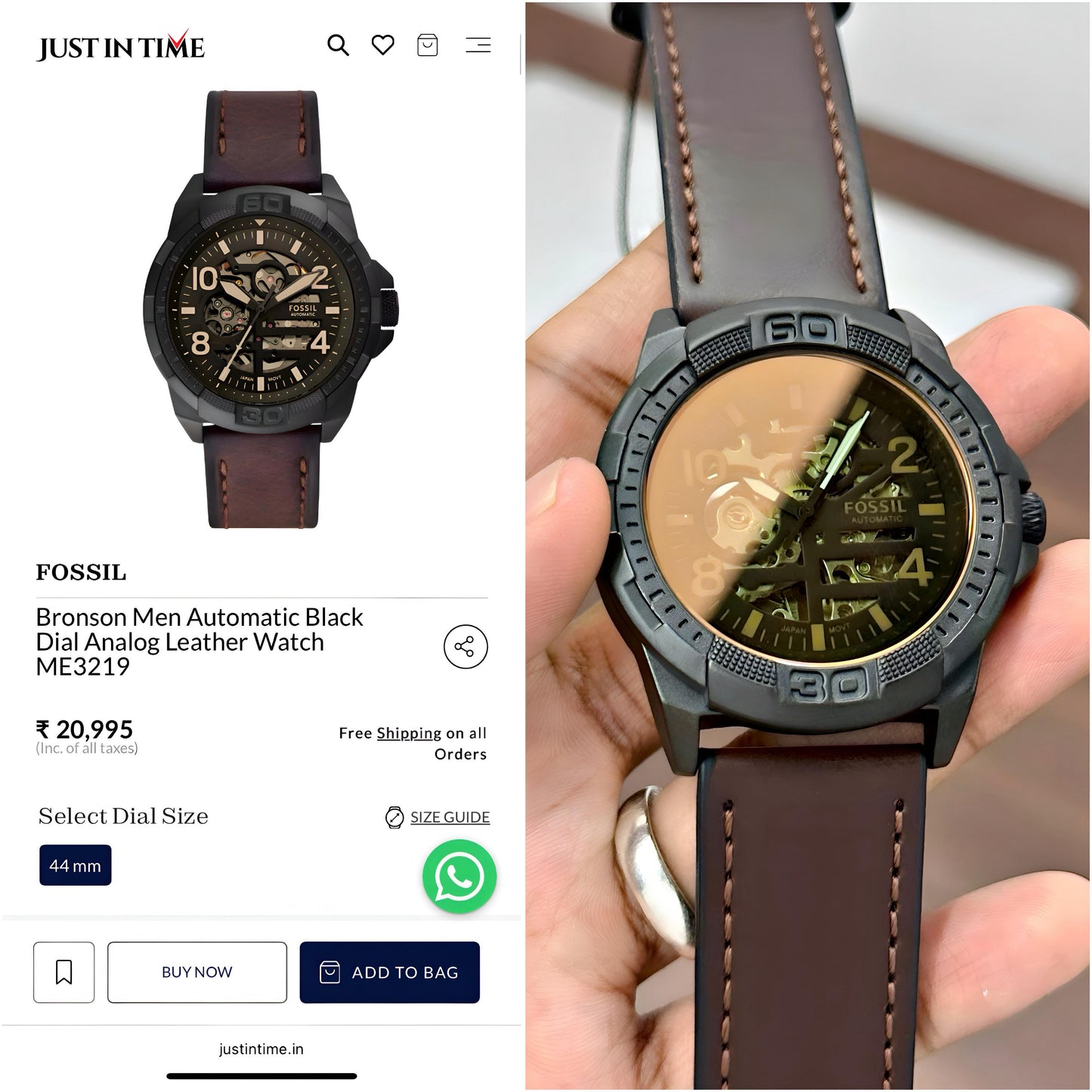 Fossil Bronson Full Automatic With Leather Belt ME3219