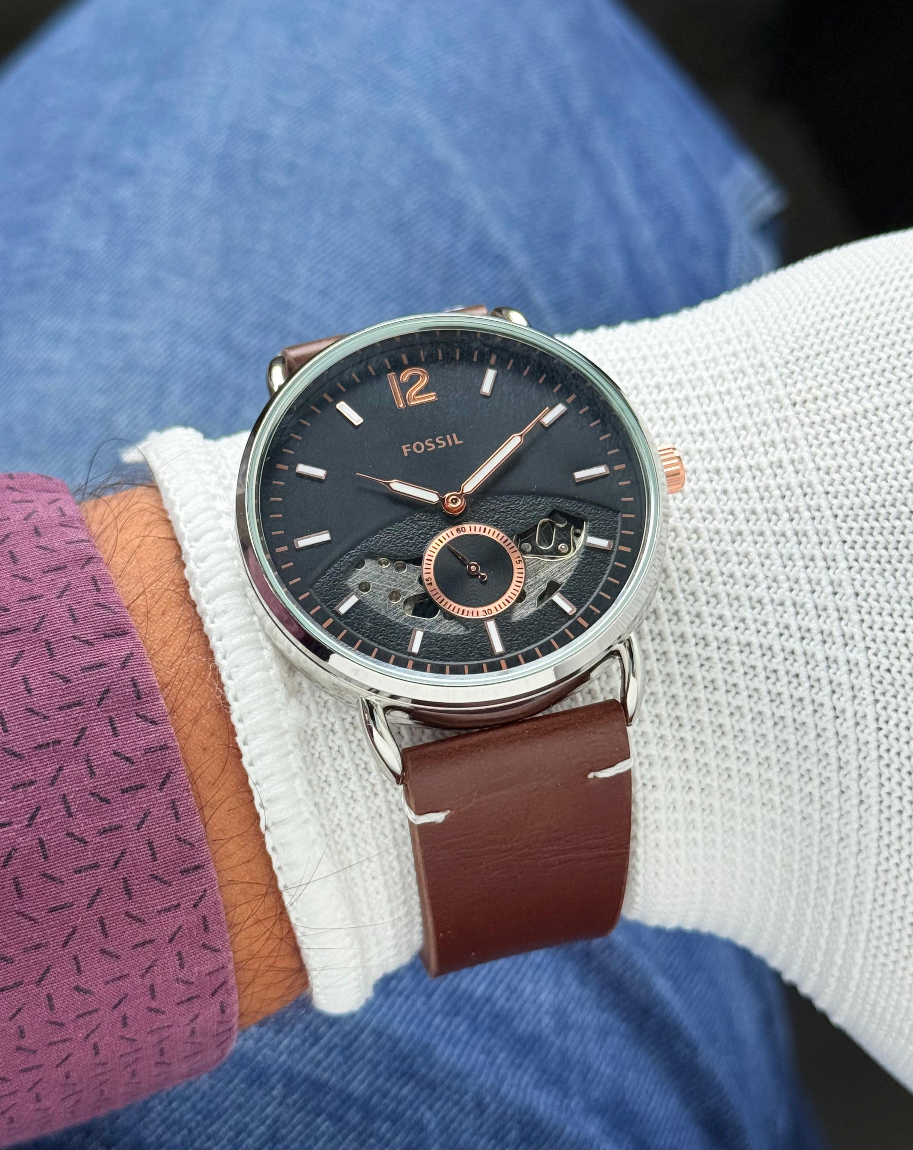 Fossil Automatic Machine In Leather Belt