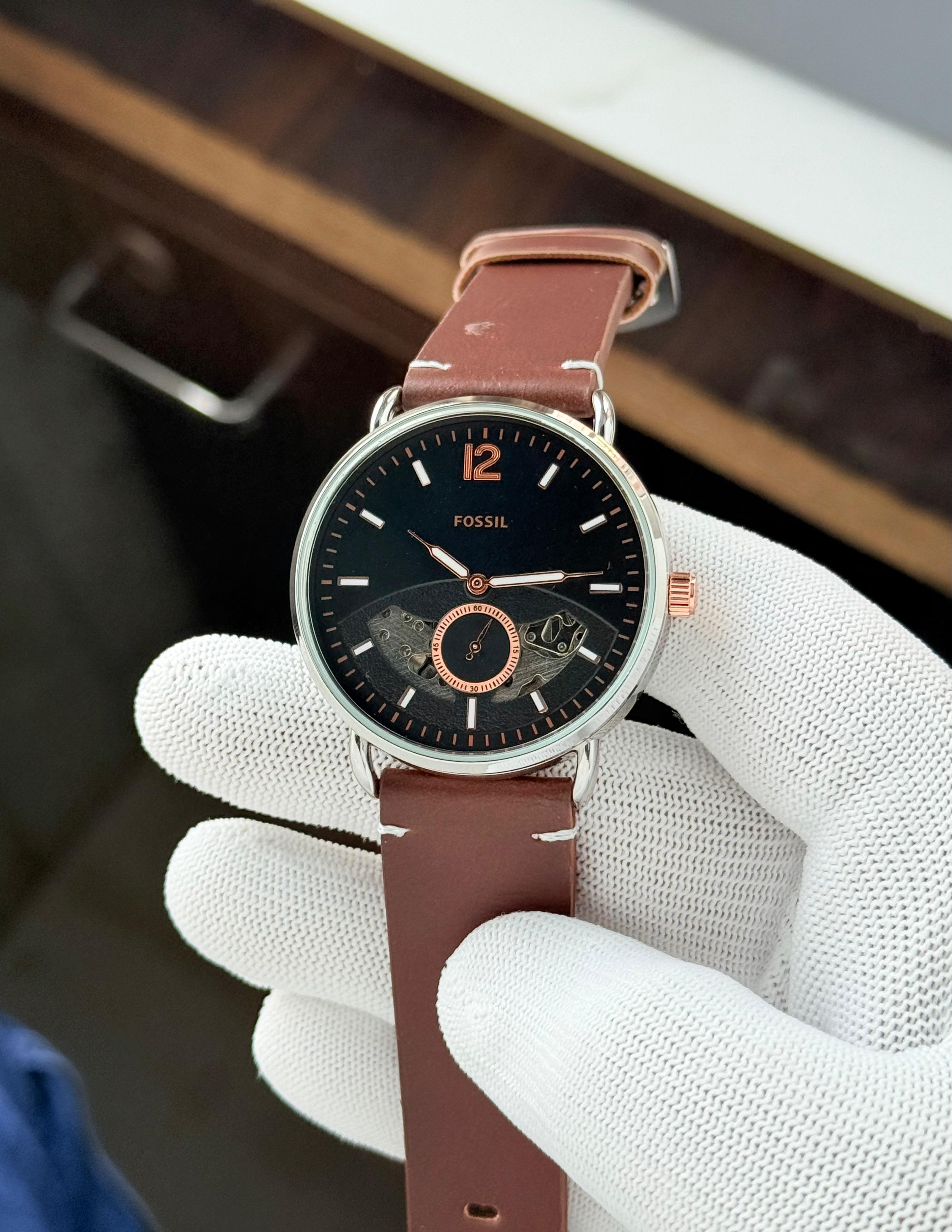 Fossil Automatic Machine In Leather Belt